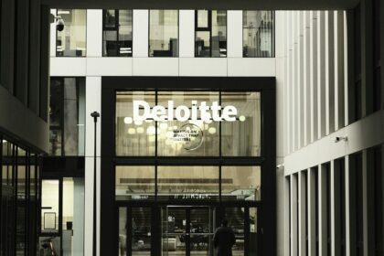 Entrance of Deloitte office in urban setting