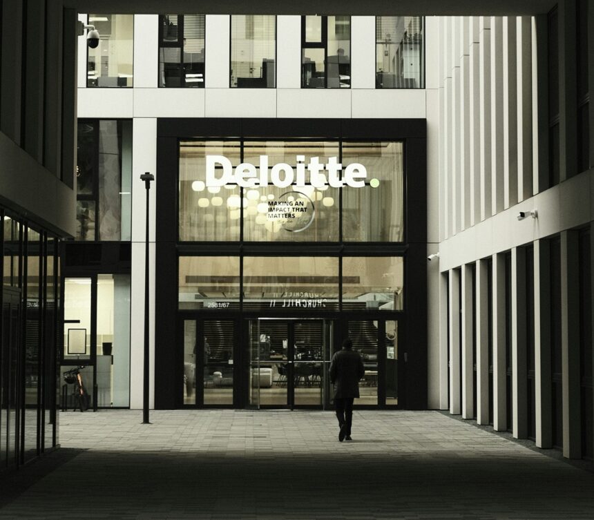 Entrance of Deloitte office in urban setting