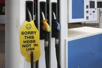 Diesel fuel pump. Sorry, sold out, out of stock sign. Shortages rural Australia. Crude oil, USA Iran conflict, war. Closure Strait of Hormuz. Impacting farming, trucking, mining, primary industries